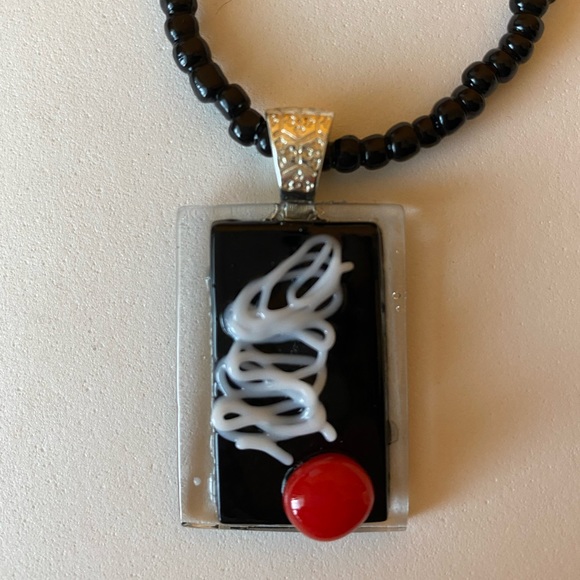 Funky Layered Fused Glass Pendant - Picture 4 of 8